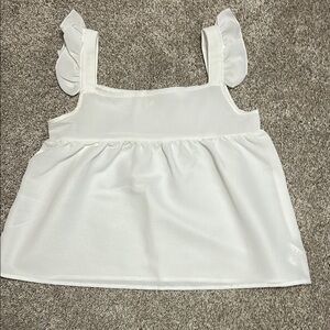 White Ruffle Strap Top